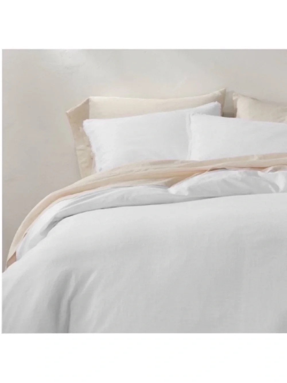 NWT Full/Queen Heavyweight Linen Blend Duvet Cover & Sham Set White - Casaluna